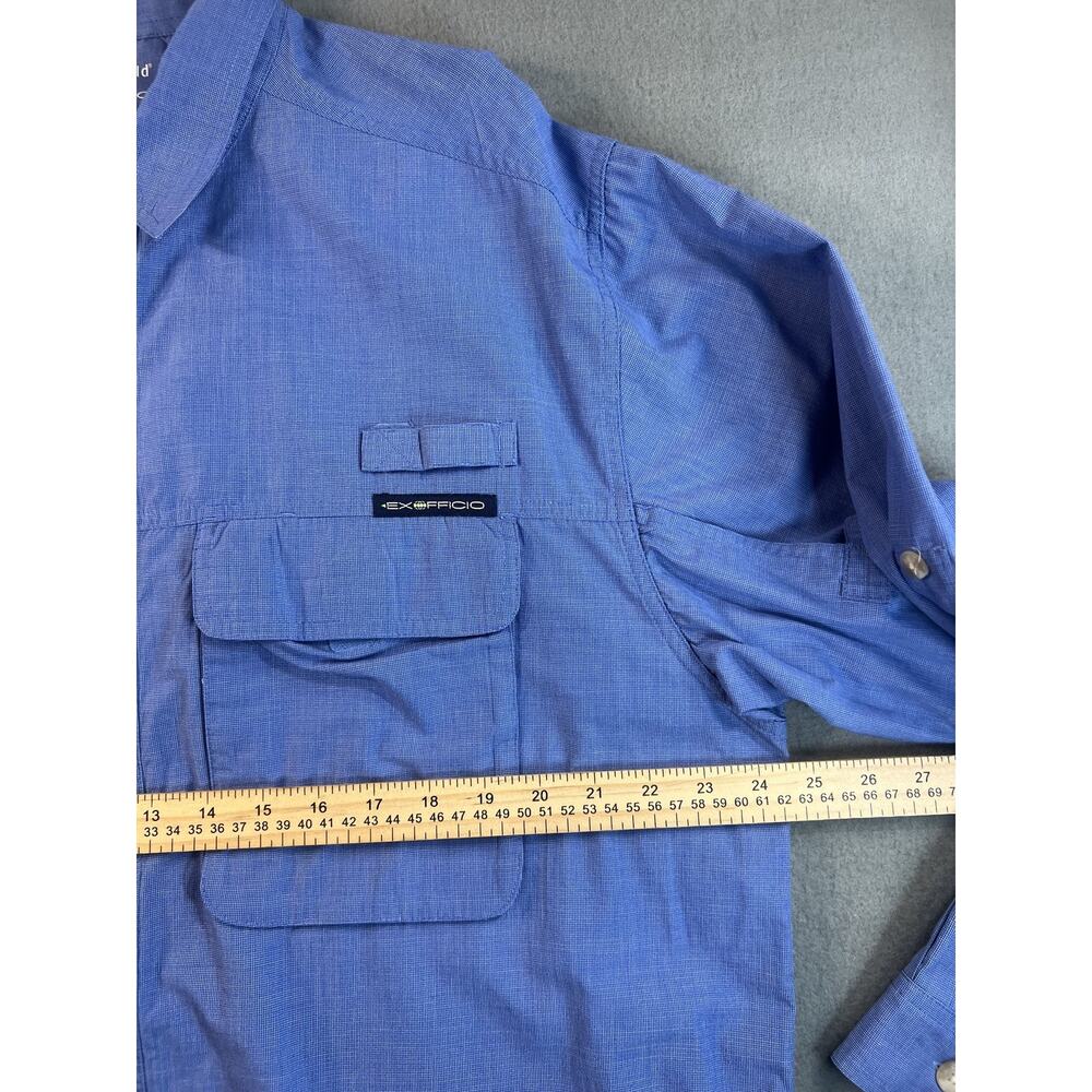Men's EXOFFICIO Insect Shield Blue Long Sleeve Fishing Shirt Size XL - Picture 7 of 8